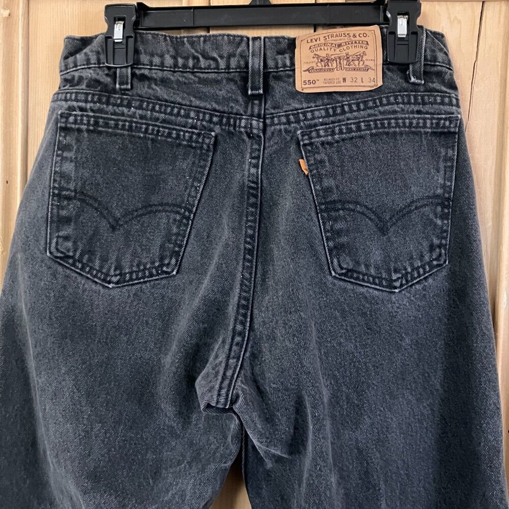 LEVI'S 550 Mens VTG 90s Orange Tab USA Relaxed Tapered Jeans 30x33* Black AN EXC - Picture 2 of 12